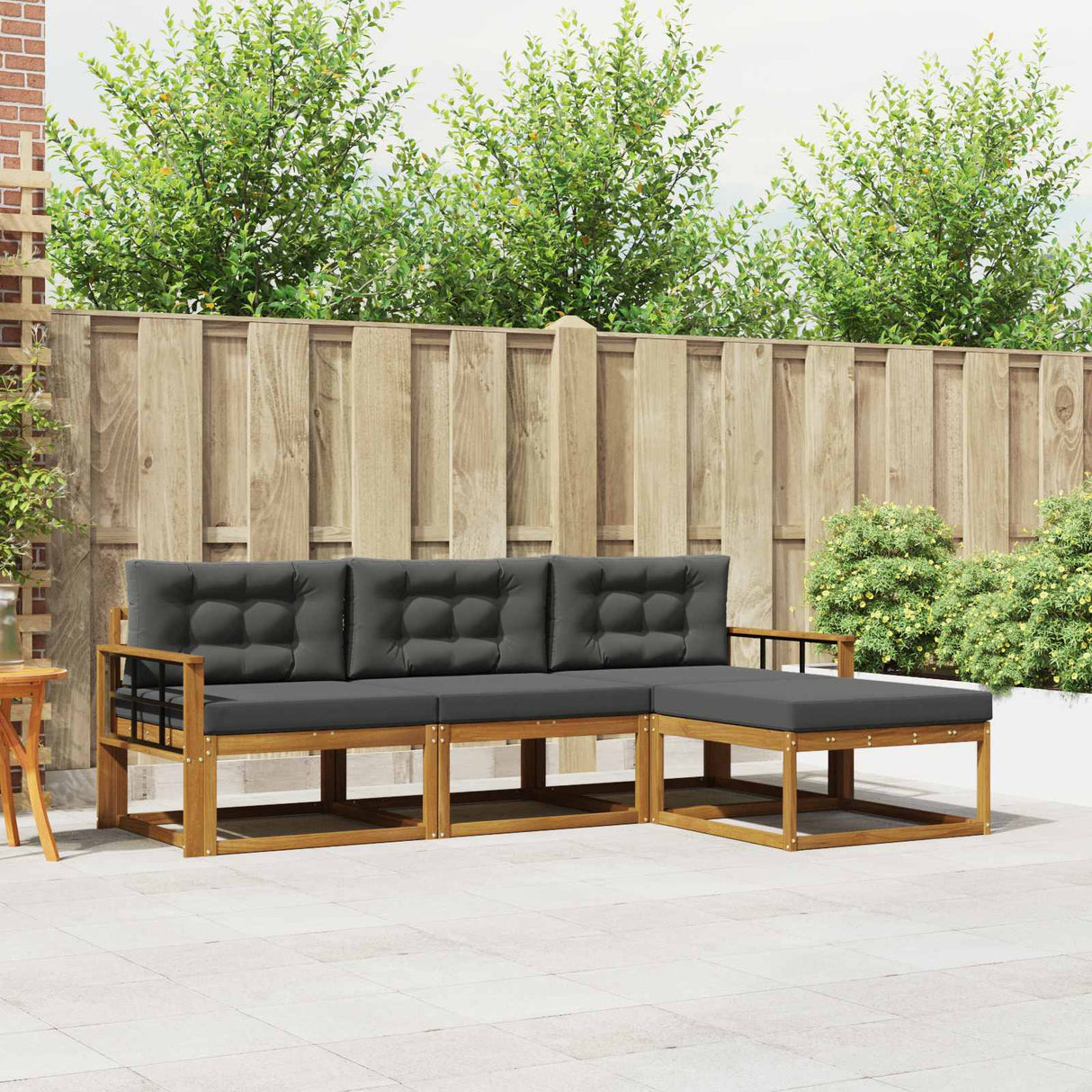 Outdoor Sofa Set with Cushion 4 pcs Natural and Anthracite