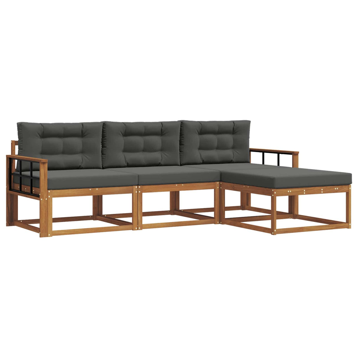 Outdoor Sofa Set with Cushion 4 pcs Natural and Anthracite