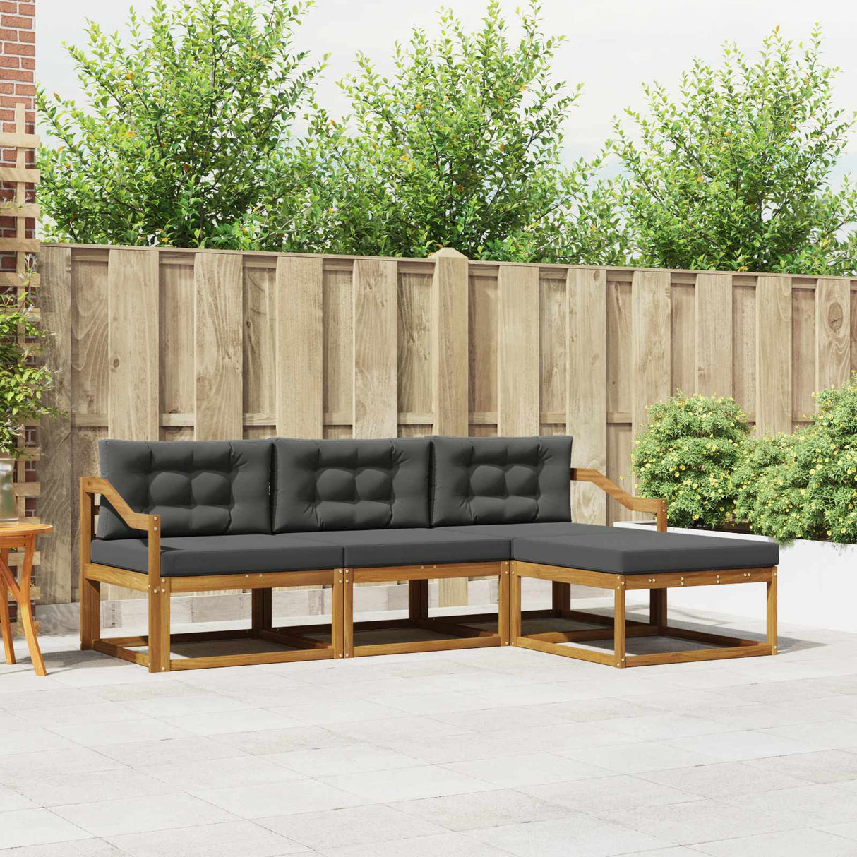 Outdoor Sofa Set with Cushion 4 pcs Natural and Anthracite