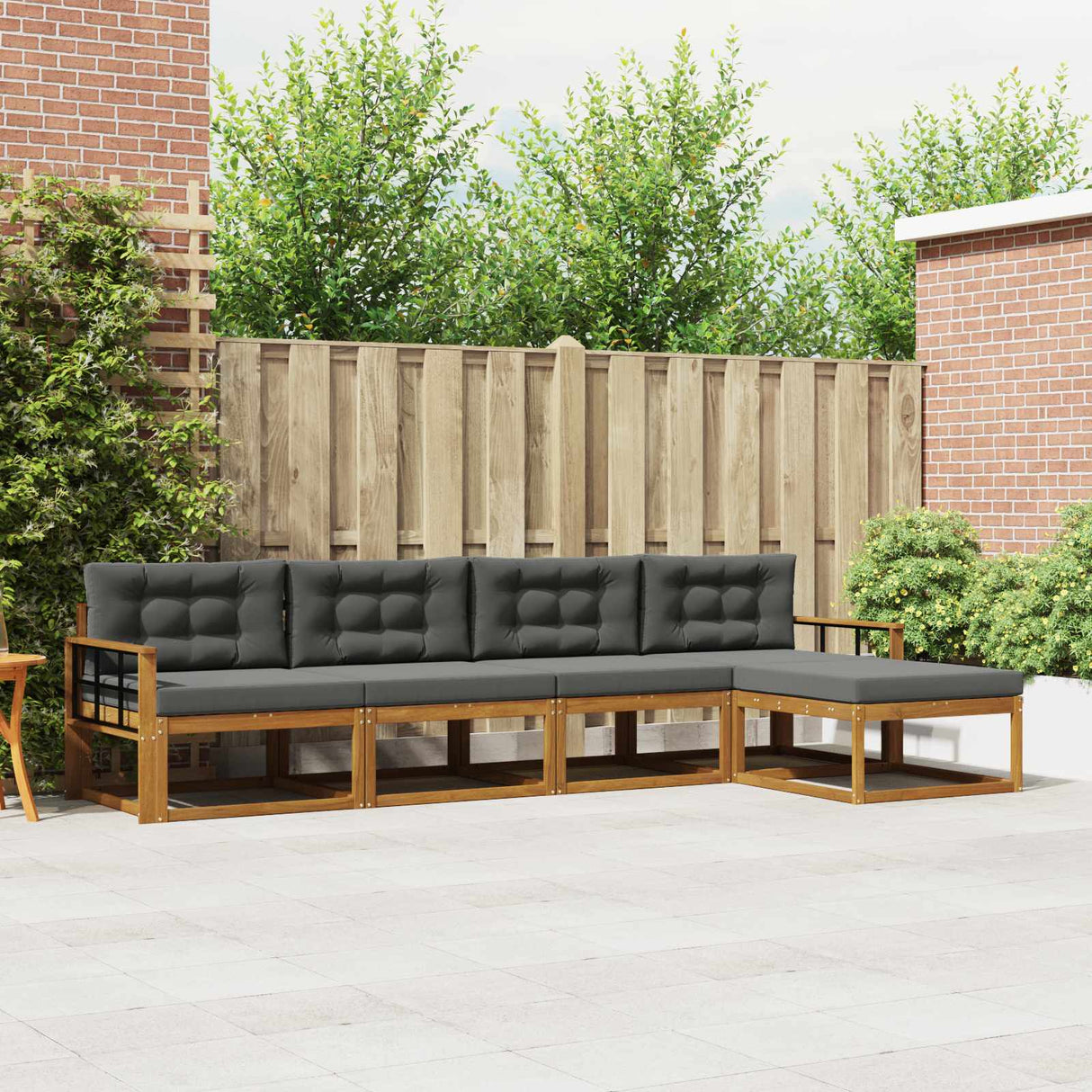 Outdoor Sofa Set with Cushion 5 pcs Natural and Anthracite