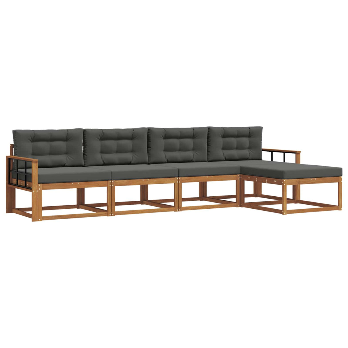 Outdoor Sofa Set with Cushion 5 pcs Natural and Anthracite