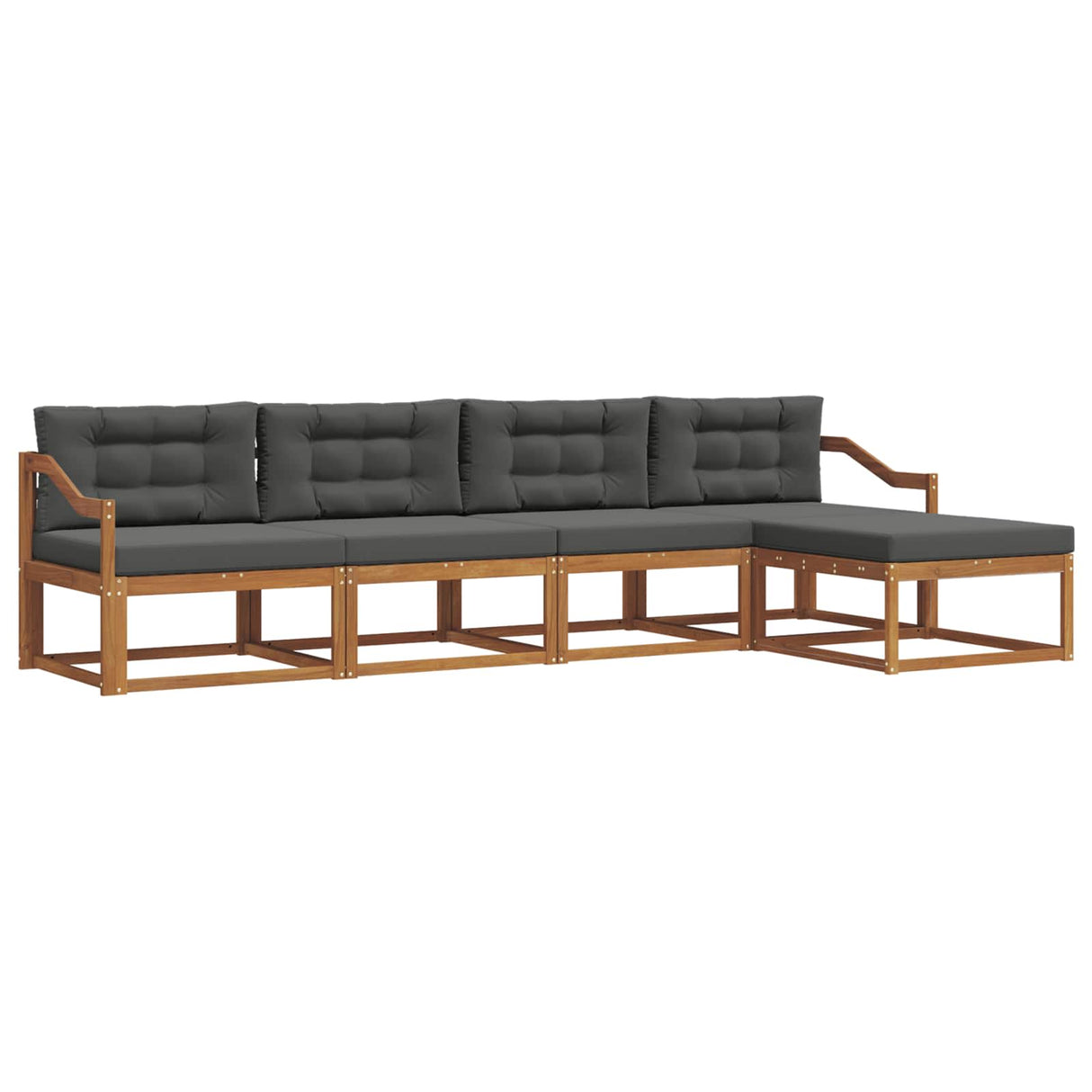 Outdoor Sofa Set with Cushion 5 pcs Natural and Anthracite