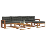 Outdoor Sofa Set with Cushion 6 pcs Natural and Anthracite - Side View