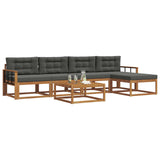 Outdoor Sofa Set with Cushion 6 pcs Natural and Anthracite - Side View