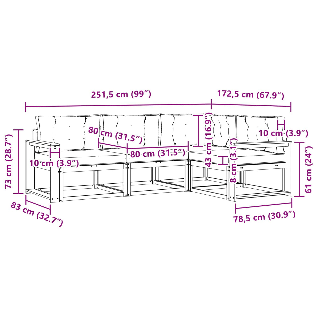 Outdoor Sofa Set with Cushion 4 pcs Natural and Anthracite