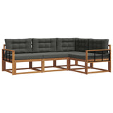 Outdoor Sofa Set with Cushion 4 pcs Natural and Anthracite - Front View