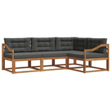 Outdoor Sofa Set with Cushion 4 pcs Natural and Anthracite - Front View