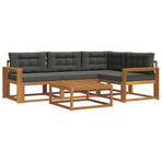 Outdoor Sofa Set 5 pcs 4-Seaters Natural and Anthracite
