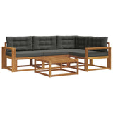 Outdoor Sofa Set with Cushion 5 pcs Natural and Anthracite - Front View