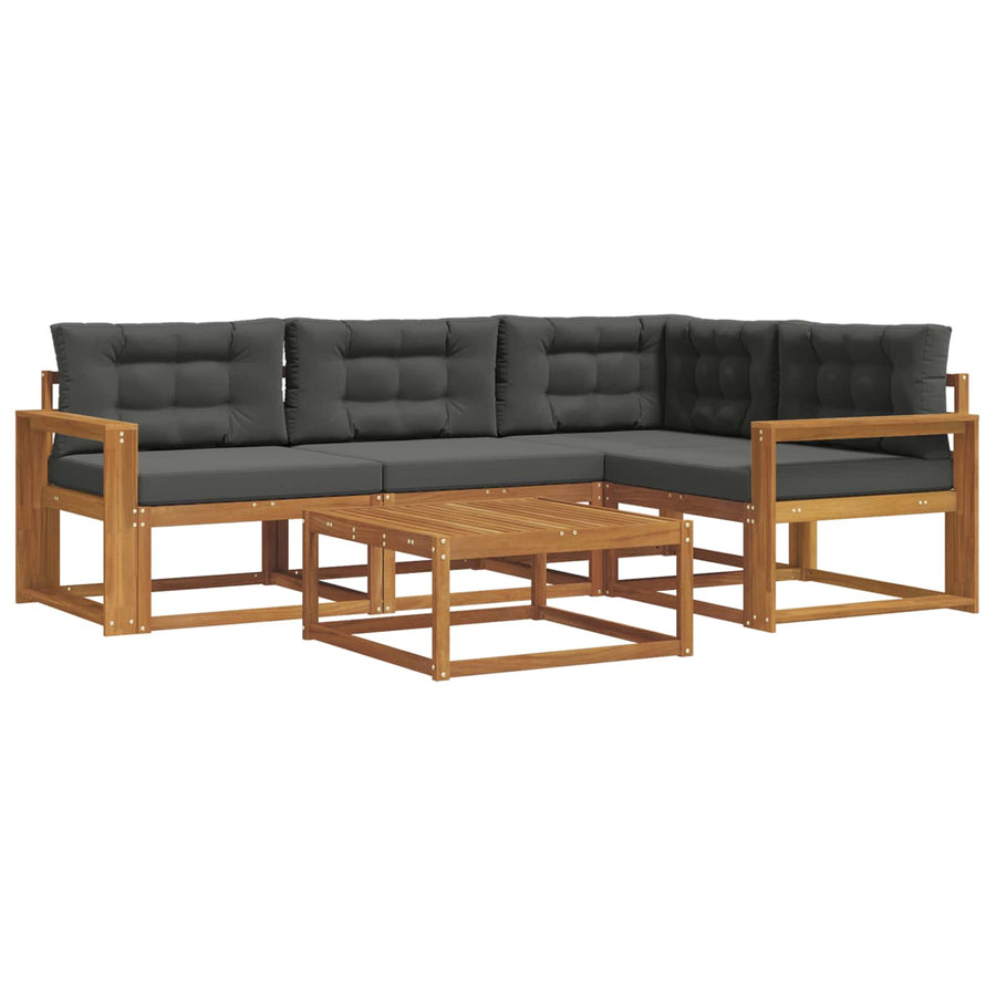 Outdoor Sofa Set 5 pcs 4-Seaters Natural and Anthracite