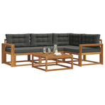 Outdoor Sofa Set 5 pcs 4-Seaters Natural and Anthracite