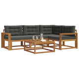 Outdoor Sofa Set with Cushion 5 pcs Natural and Anthracite - Side View