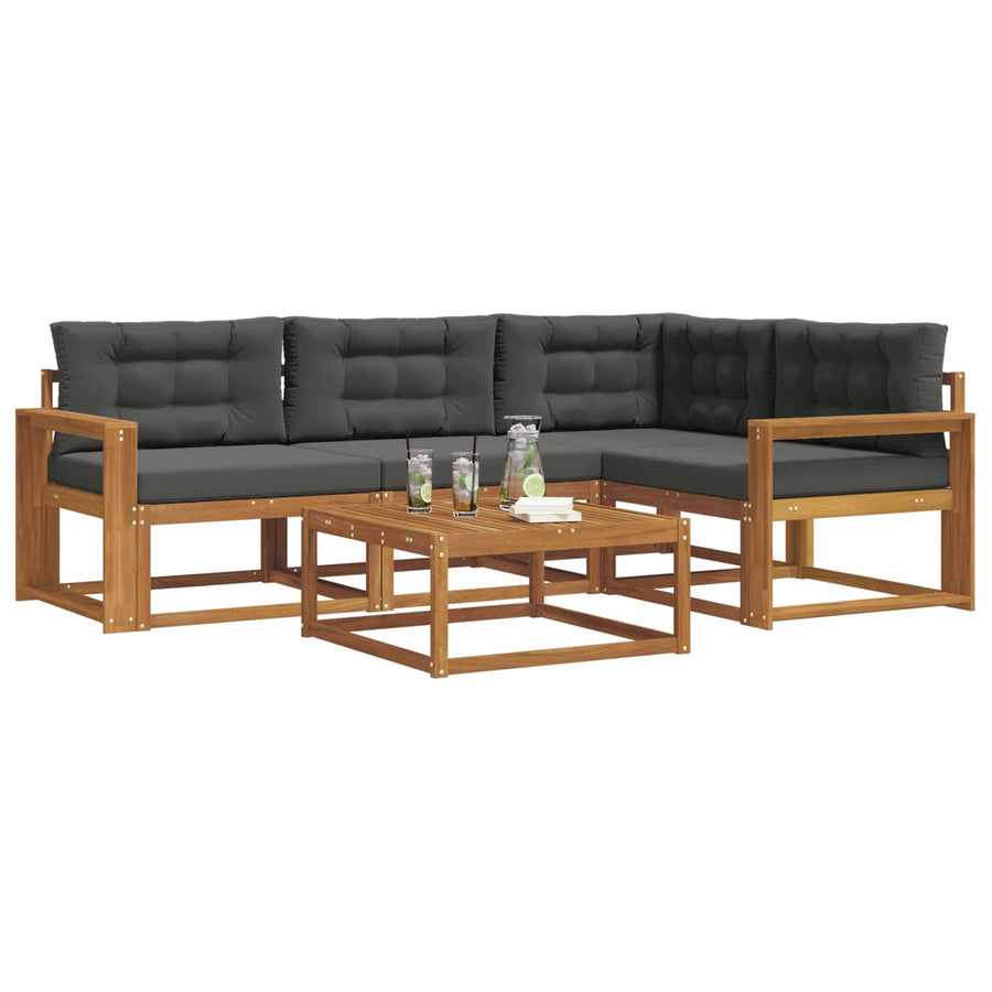 Outdoor Sofa Set 5 pcs 4-Seaters Natural and Anthracite