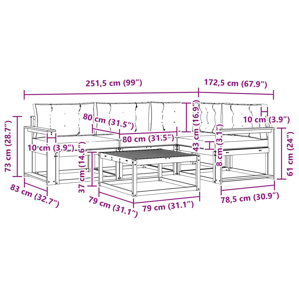 Outdoor Sofa Set with Cushion 5 pcs Natural and Anthracite