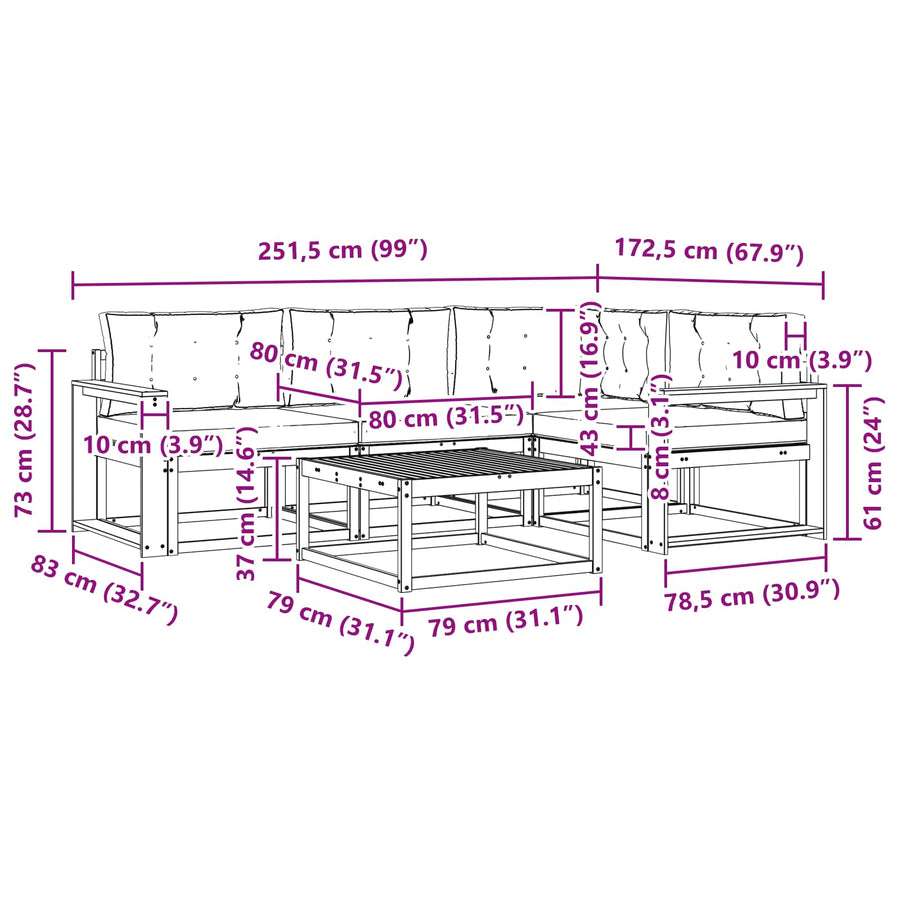 Outdoor Sofa Set 5 pcs 4-Seaters Natural and Anthracite