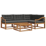Outdoor Sofa Set with Cushion 5 pcs Natural and Anthracite - Front View
