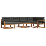 Outdoor Sofa Set with Cushion 5 pcs Natural and Anthracite - Front View