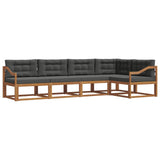 Outdoor Sofa Set with Cushion 5 pcs Natural and Anthracite - Front View