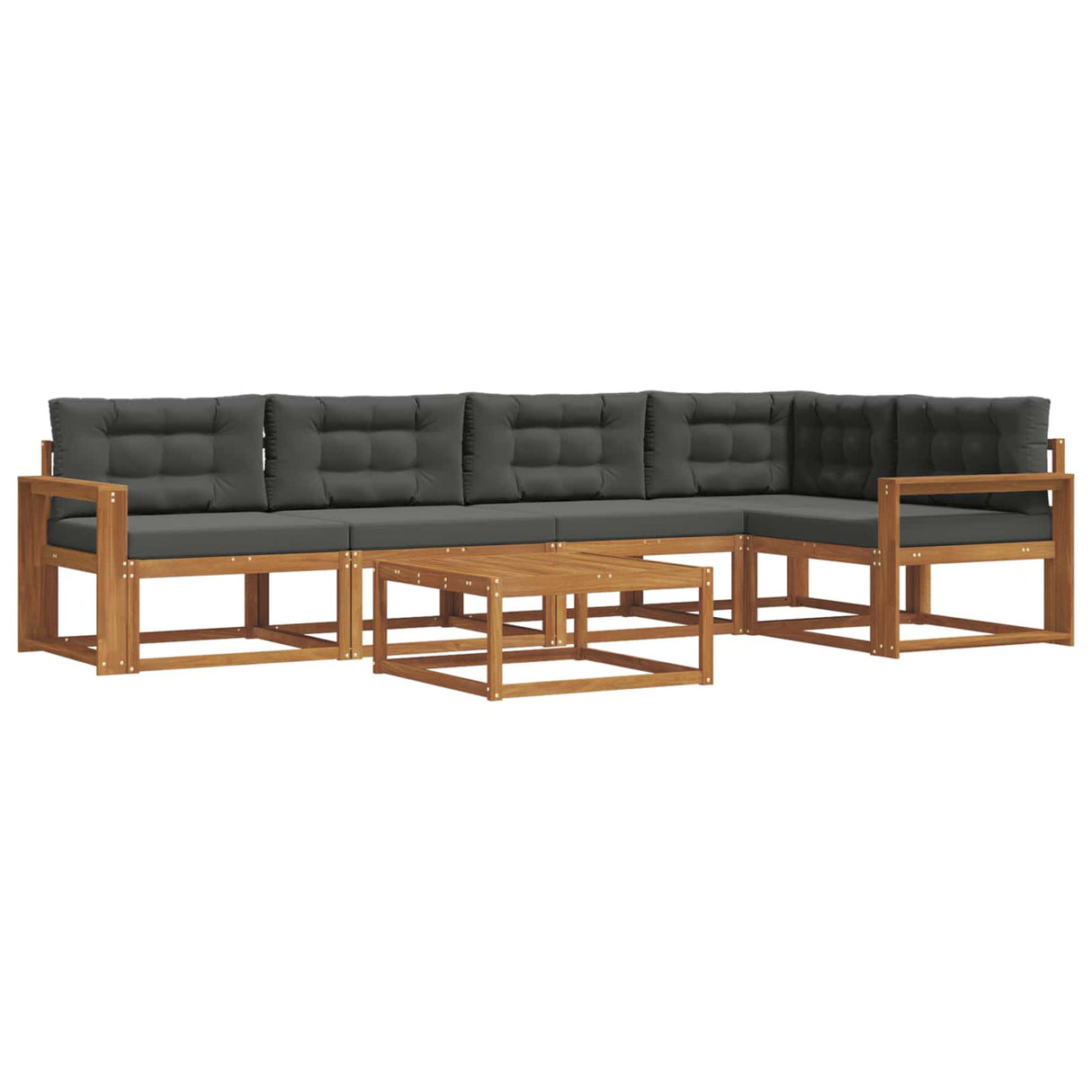 Outdoor Sofa Set with Cushion 6 pcs Natural and Anthracite