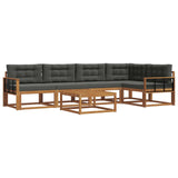 Outdoor Sofa Set with Cushion 6 pcs Natural and Anthracite - Front View
