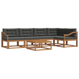 Outdoor Sofa Set with Cushion 6 pcs Natural and Anthracite - Front View