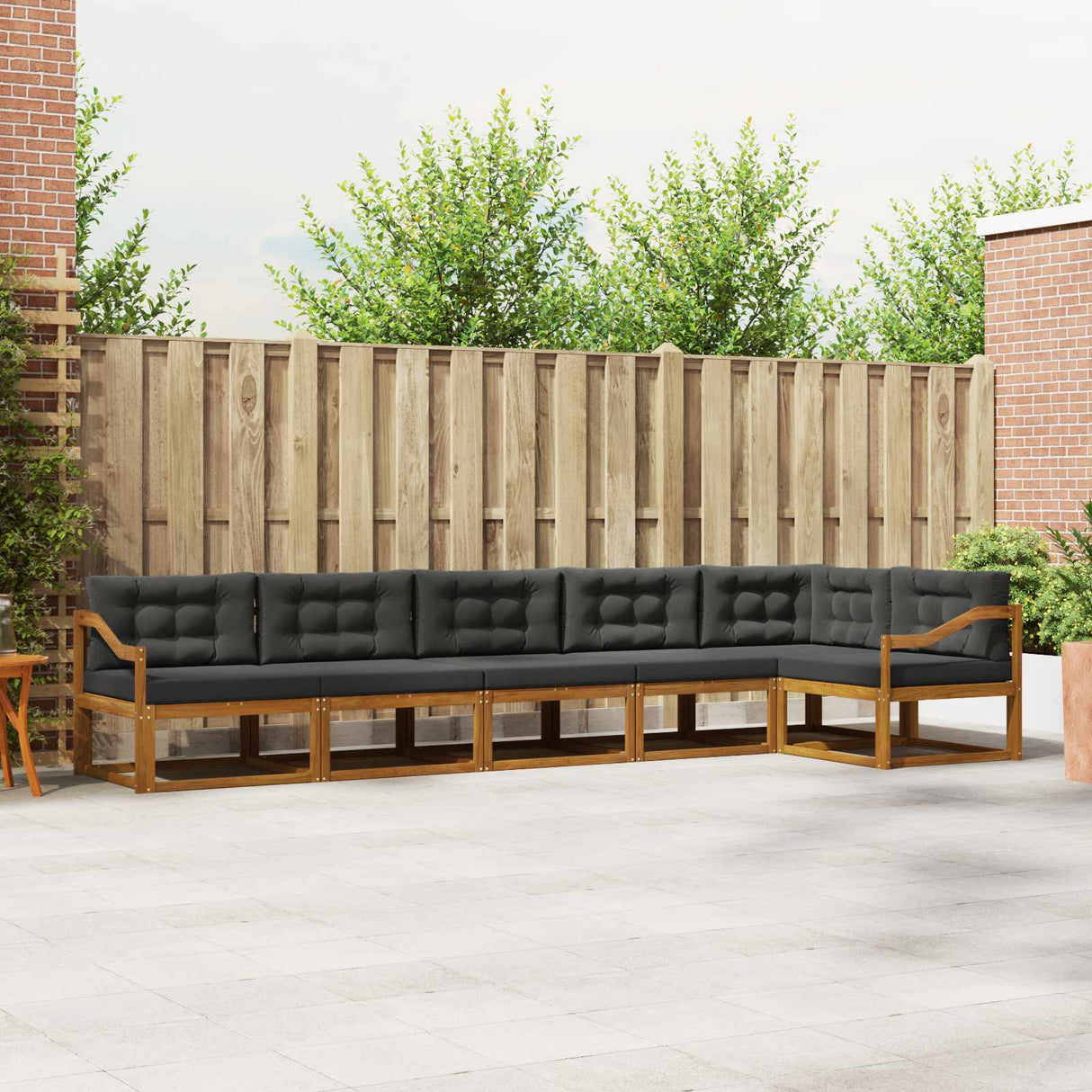 Outdoor Sofa Set with Cushion 6 pcs Natural and Anthracite