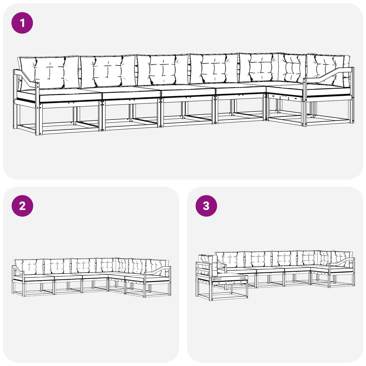 Outdoor Sofa Set with Cushion 6 pcs Natural and Anthracite