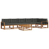 Outdoor Sofa Set with Cushion 7 pcs Natural and Anthracite - Front View