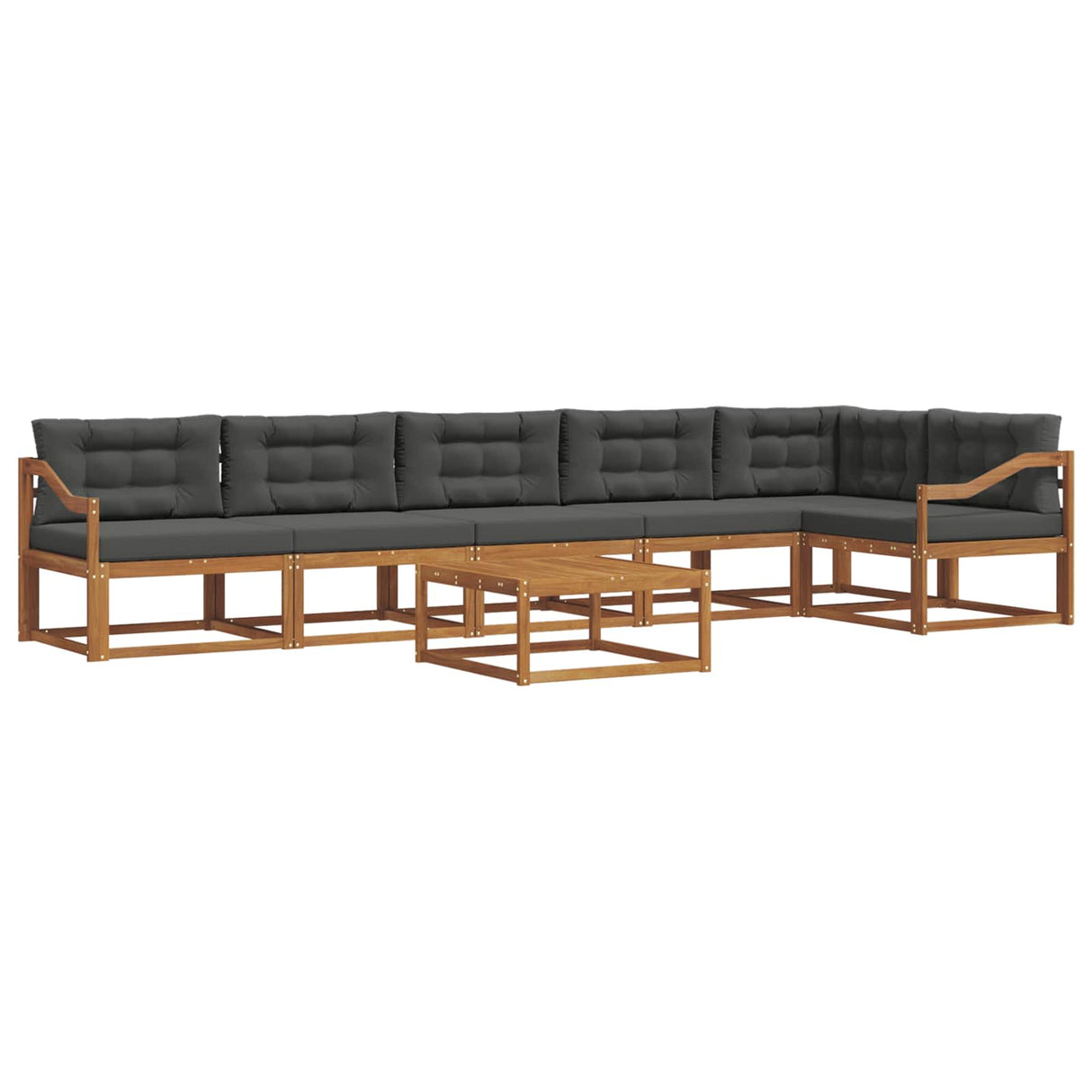 Outdoor Sofa Set with Cushion 7 pcs Natural and Anthracite