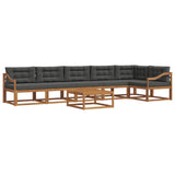 Outdoor Sofa Set with Cushion 7 pcs Natural and Anthracite - Front View