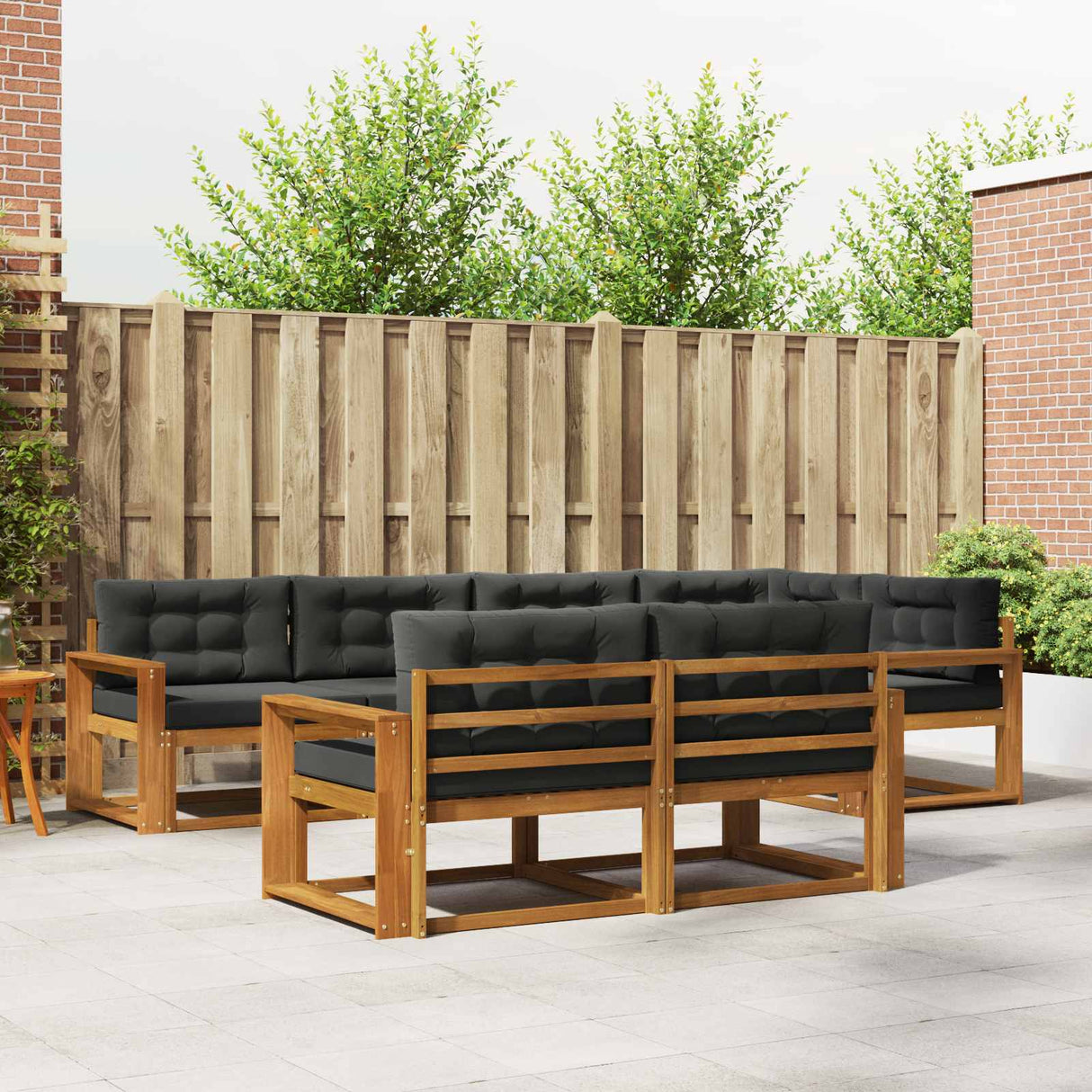 Outdoor Sofa Set with Cushion 7 pcs Natural and Anthracite