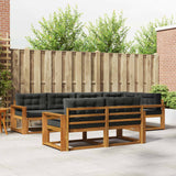 Outdoor Sofa Set with Cushion 7 pcs Natural and Anthracite