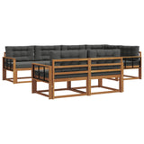 Outdoor Sofa Set with Cushion 7 pcs Natural and Anthracite - Front View