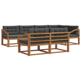 Outdoor Sofa Set with Cushion 7 pcs Natural and Anthracite - Front View