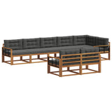 Outdoor Sofa Set with Cushion 8 pcs Natural and Anthracite - Front View