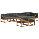 Outdoor Sofa Set with Cushion 8 pcs Natural and Anthracite - Front View