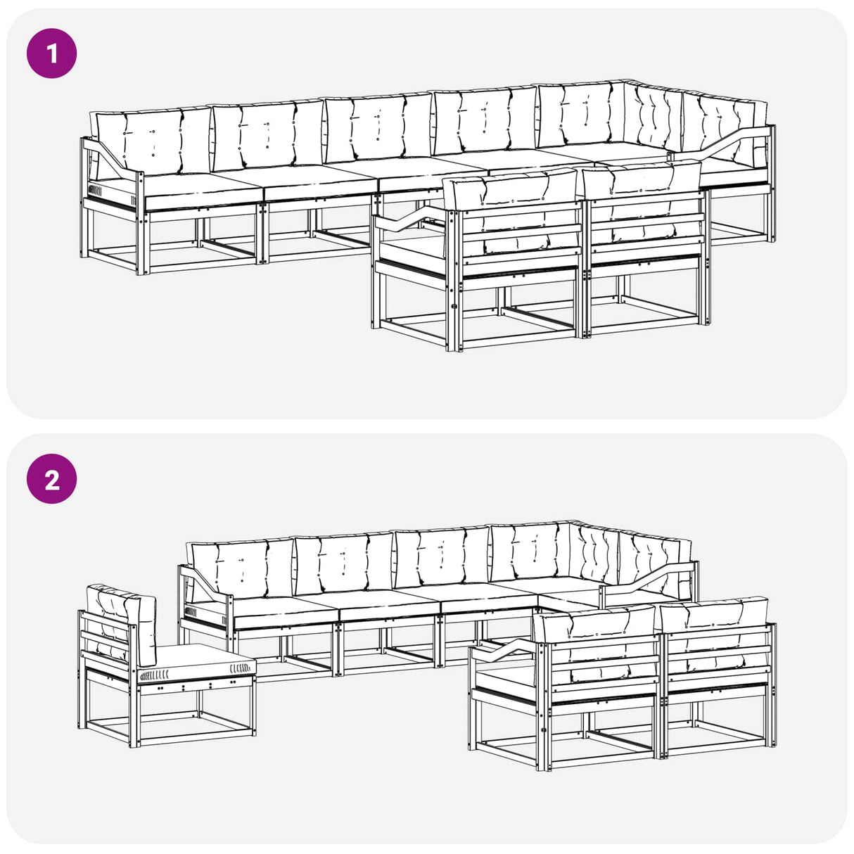 Outdoor Sofa Set with Cushion 8 pcs Natural and Anthracite