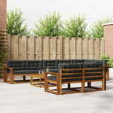Outdoor Sofa Set with Cushion 9 pcs Natural and Anthracite