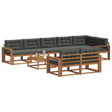 Outdoor Sofa Set with Cushion 9 pcs Natural and Anthracite