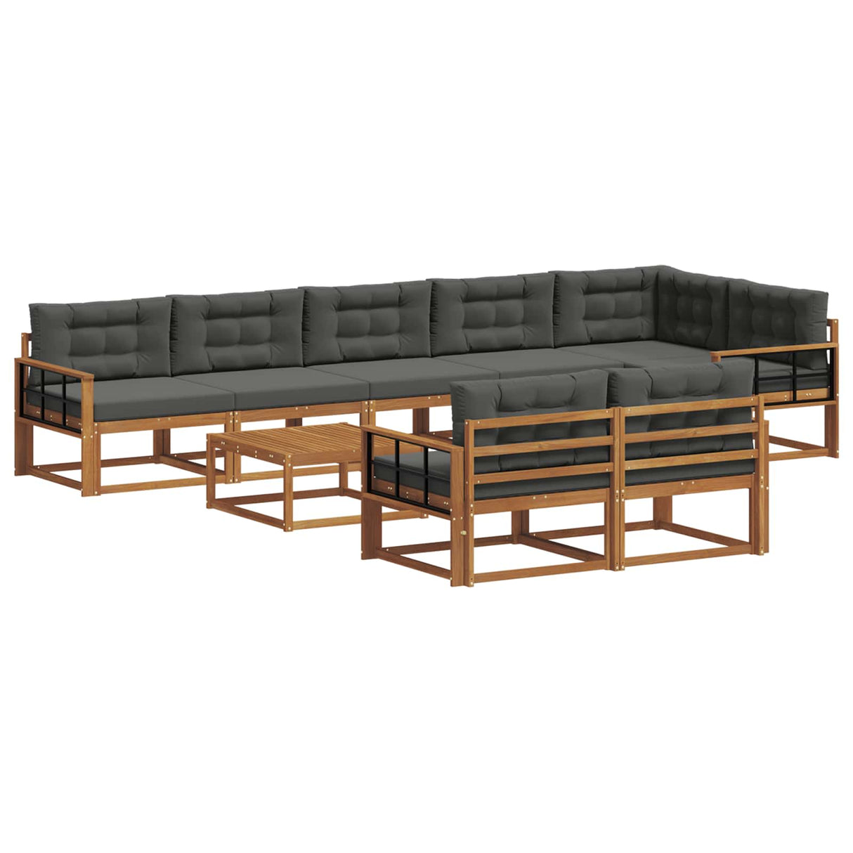 Outdoor Sofa Set with Cushion 9 pcs Natural and Anthracite