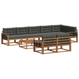Outdoor Sofa Set with Cushion 9 pcs Natural and Anthracite