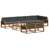 Outdoor Sofa Set with Cushion 9 pcs Natural and Anthracite
