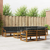Outdoor Sofa Set with Cushion 9 pcs Natural and Anthracite