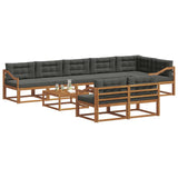 Outdoor Sofa Set with Cushion 9 pcs Natural and Anthracite
