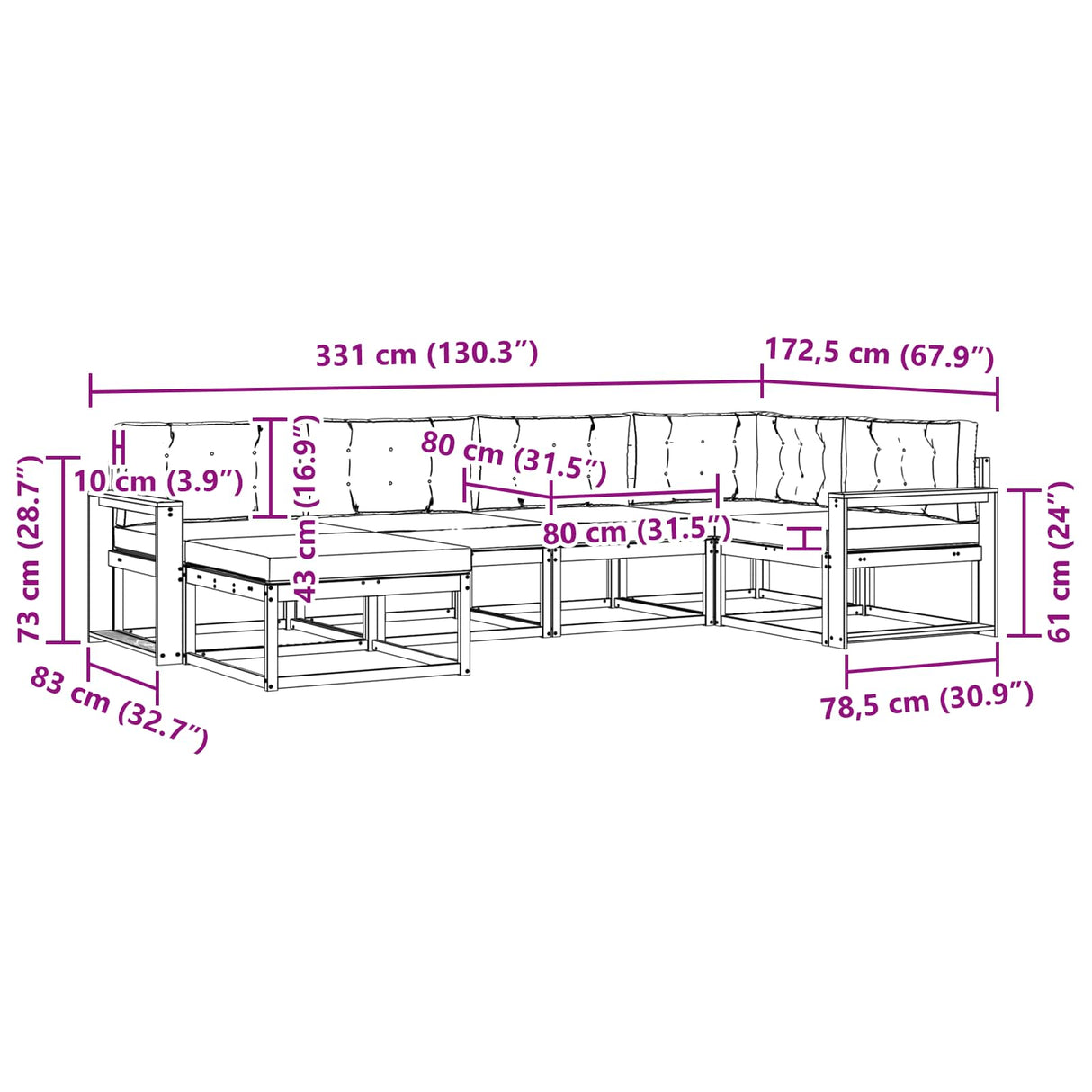 Outdoor Sofa Set with Cushion 6 pcs Natural and Anthracite