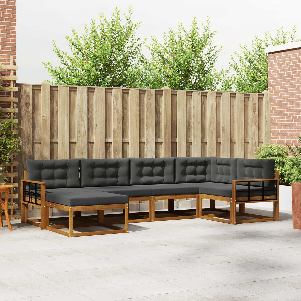 Outdoor Sofa Set with Cushion 6 pcs Natural and Anthracite