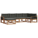 Outdoor Sofa Set with Cushion 6 pcs Natural and Anthracite - Front View