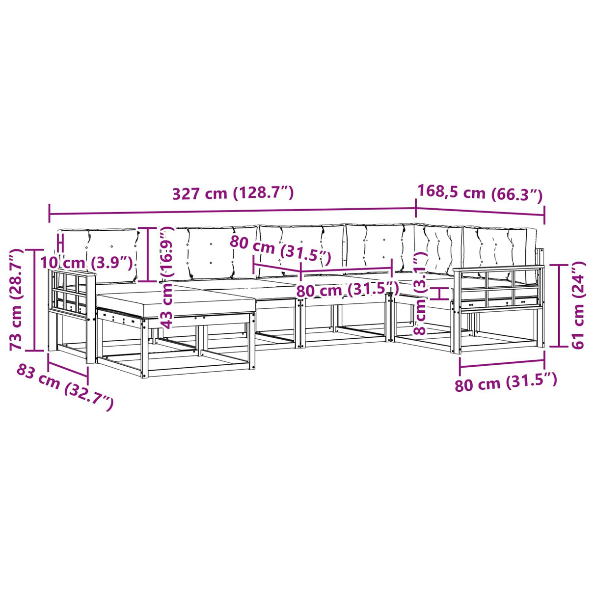 Outdoor Sofa Set with Cushion 6 pcs Natural and Anthracite