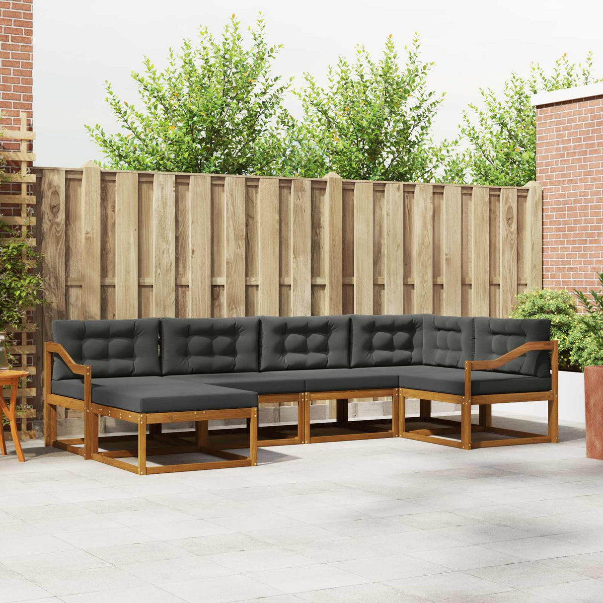 Outdoor Sofa Set with Cushion 6 pcs Natural and Anthracite