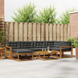 Outdoor Sofa Set with Cushion 7 pcs Natural and Anthracite